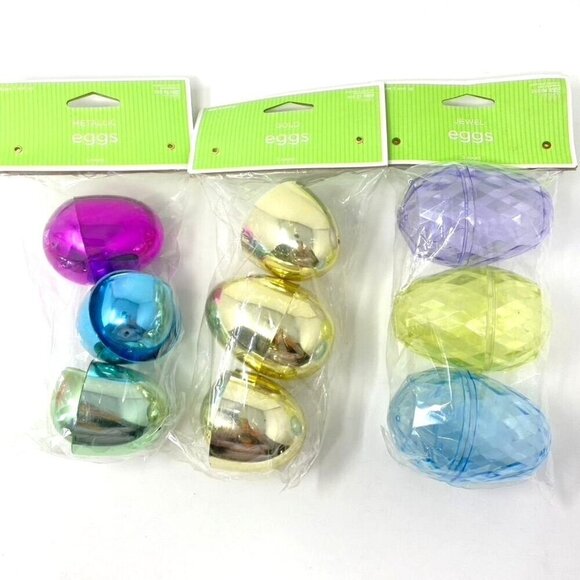 Easter Large Plastic Fillable Eggs Metallic Gold Jewel - Picture 1 of 10